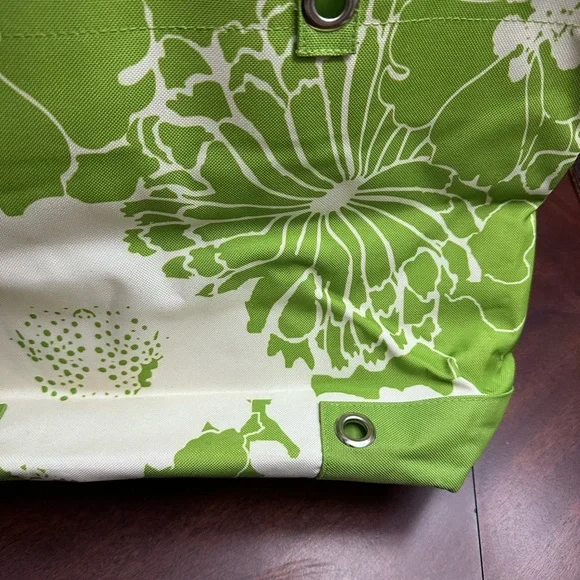 Lancôme Green Floral Tote Bag Shopper Beach Bag Travel - Picture 9 of 12